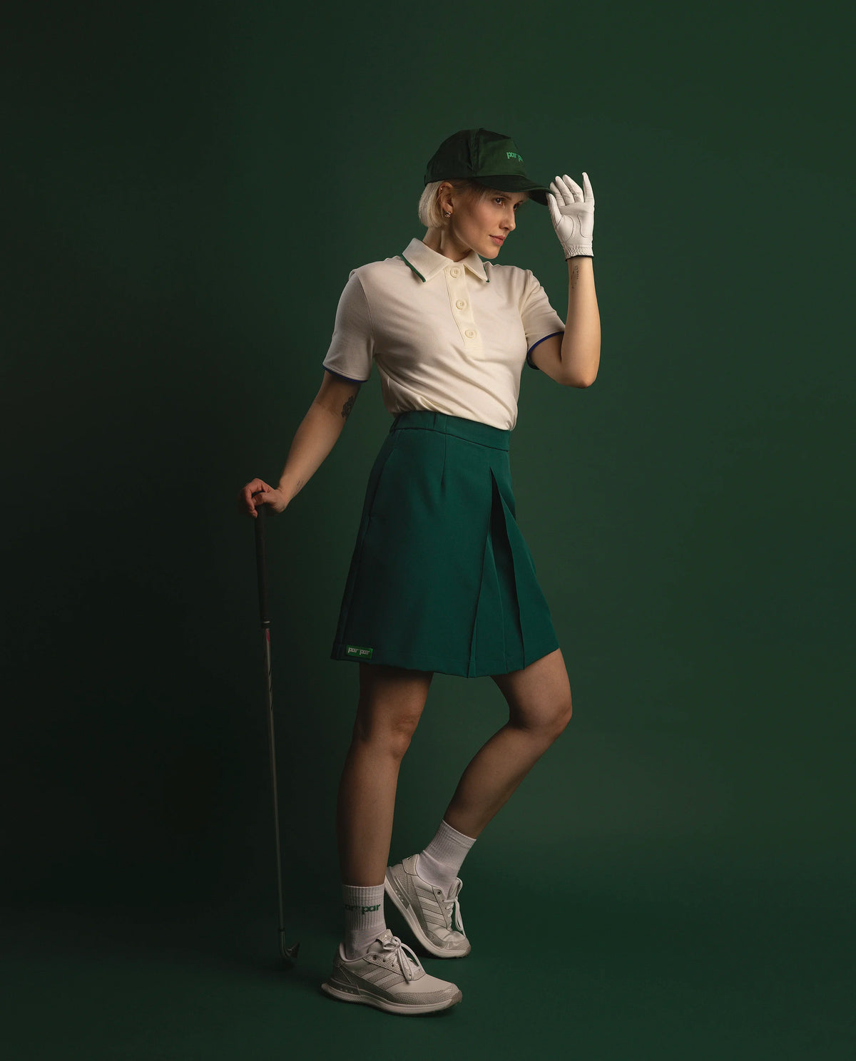 Women's green pleated golf skirt from Par by Par bottoms collection